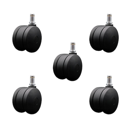 Service Caster 3'' Office Chair Casters Nylon Twin Wheel 7/16'' Grip Ring Stem, 5PK SCC-UHGR02S75-NYS-716-5